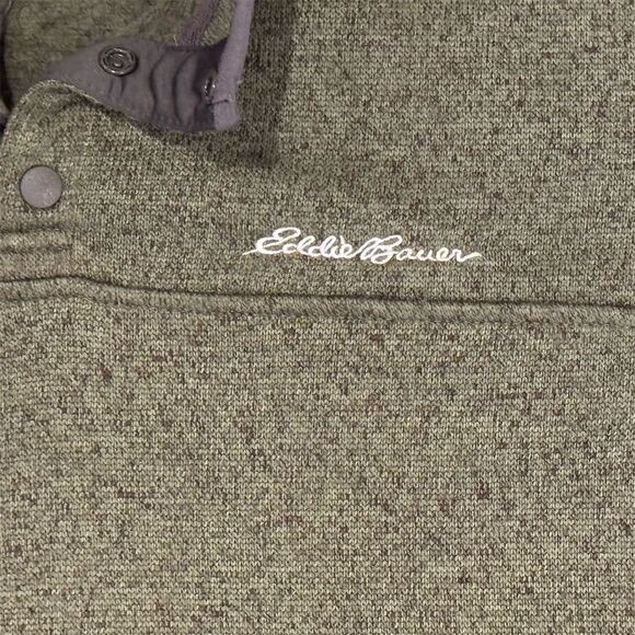 Eddie Bauer Men's Green  1/4 Snap Pullover Sweater L - Picture 2 of 6